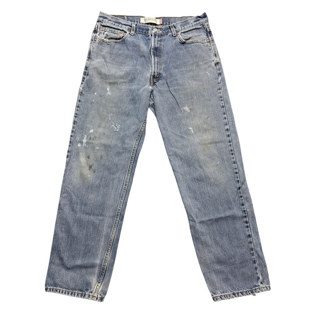Skater Thrashed Baggy Distressed Relaxed Fit Jeans Mens 36x32 Blue Levi's 550